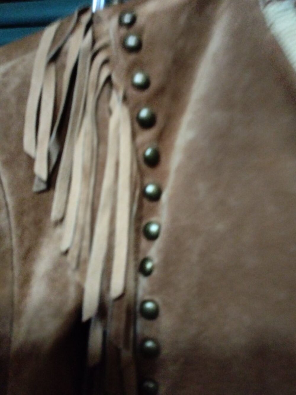 Vintage Sitting Bull Style Beaded And Studded Suede Jacket Size S - Picture 5 of 9